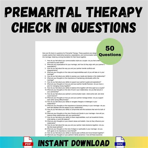 Premarital therapy check in questions premarital counseling tools ...