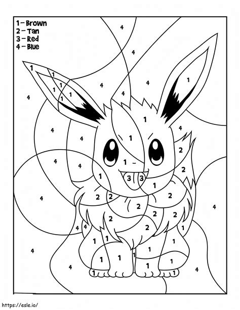 Eevee Pokemon Color By Number coloring page