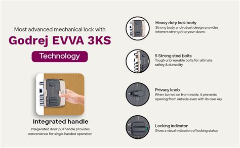 Godrej Rim Lock I Pentabolt Aries 3KS I 5 Bolts I 1CK Deadbolt I for ...