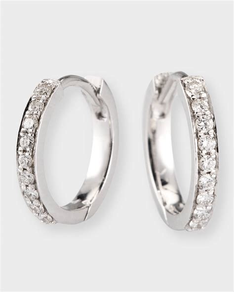 64 Facets 18k White Gold Diamond Huggie Hoop Earrings, 0.20tcw | Neiman ...