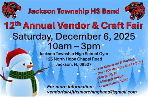 Jackson Township HS Band - 12th Annual Vendor & Craft Fair, 125 North ...