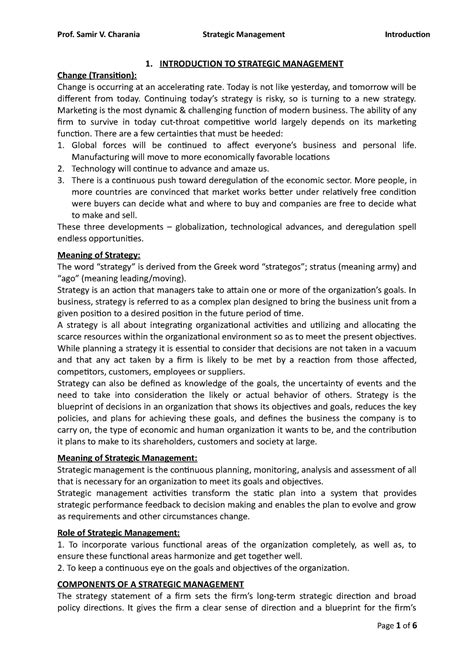 1. Introduction to Strategic Management - 1. INTRODUCTION TO STRATEGIC ...