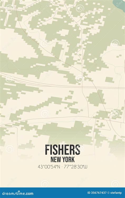 Retro US Map Of Fishers Landing, New York. Vintage Street Map. Stock ...
