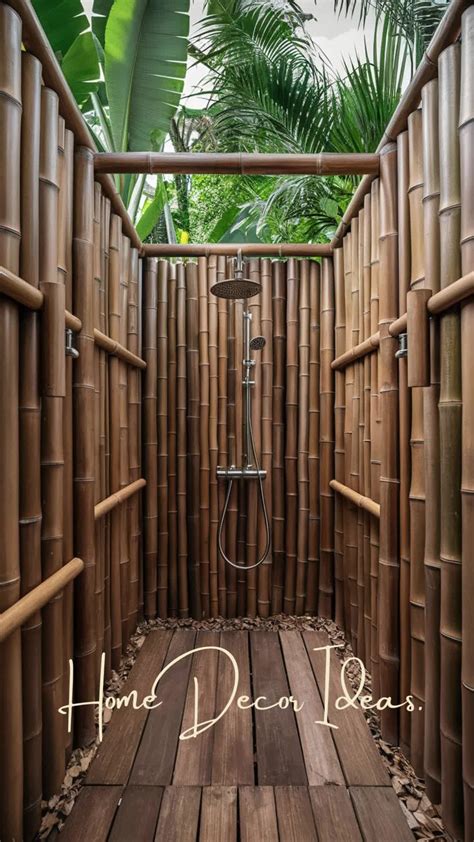 Outdoor Shower Enclosure Design with Bamboo. [Video] | Outdoor bathroom ...