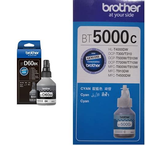 Brother BT-D60BK Ink Bottle, 108ml (Black) with BT5000C Ink Bottle ...
