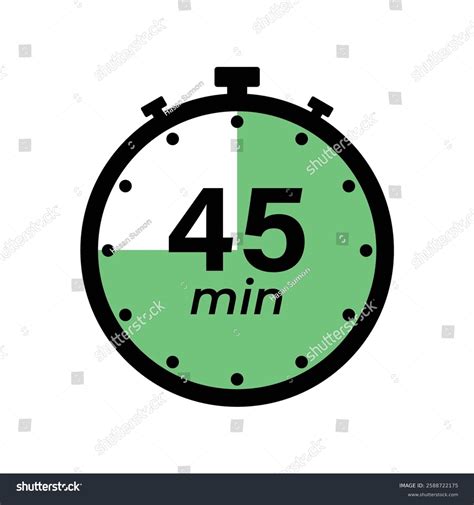 45 Minute Timer Clock Stopwatch Isolated Stock Vector (Royalty Free ...
