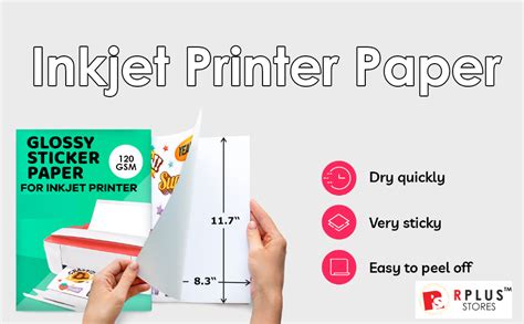 RPLUS STORES Glossy Sticker Paper A4 Size Self Adhesive Photo Paper 120 ...