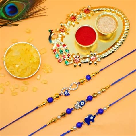 JAIPUR ACE Rakhi Combo Set of 3 Evil Eye Rakhi with Greeting Card ...