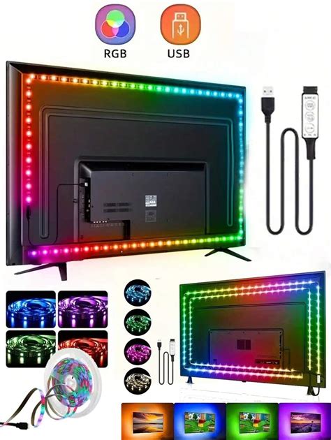 1 Roll 5050 RGB LED TV Smart Strip Lights - Flexible, Adhesive, Color ...