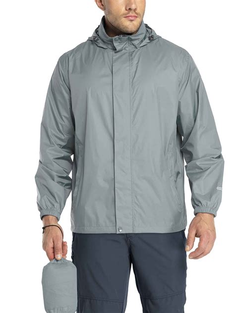 33,000ft Men's Packable Rain Jacket Hooded Lightweight Waterproof Rain ...