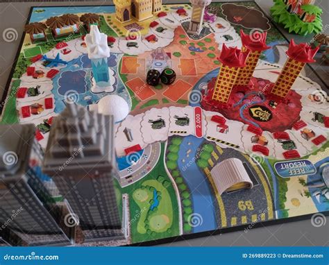 Buildings and Resorts in Hotel Tycoon Board Game. Stock Image - Image ...