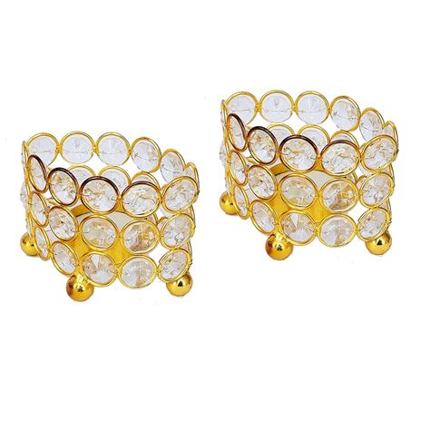 Buy Forty Wings Set of 2 Ovel Shape Crystal Tea Light Candle Holders ...