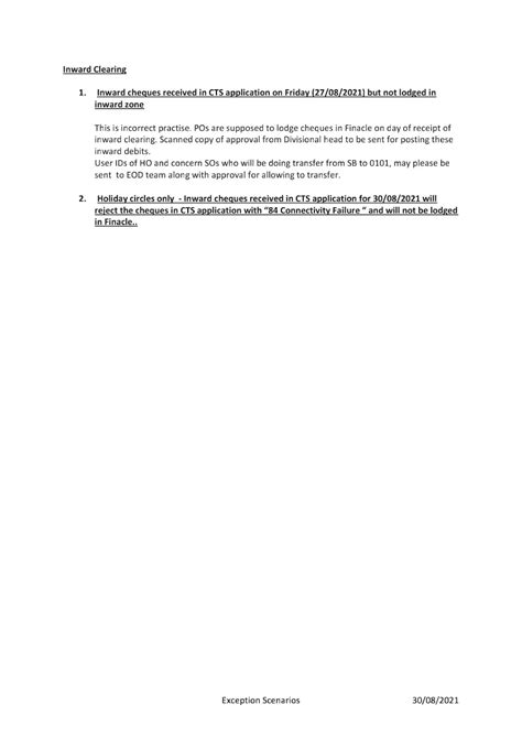 Exceptional Scenario of CBS-CTS Integration w.e.f 30.08.2021