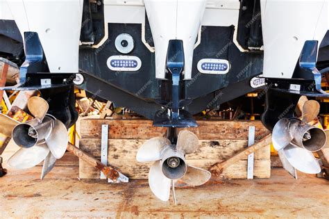 Premium Photo | The stern of the boat standing in a dry dock on ...
