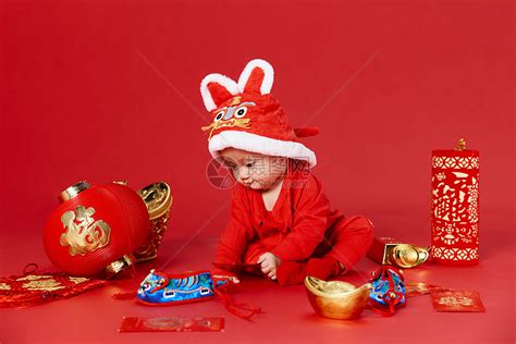 可爱婴儿新年虎年春节装扮高清图片下载-正版图片501806412-摄图网