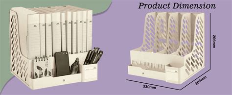 DaKos Plastic 4 Compartments File Rack Paper Holder, Desktop Organizers ...