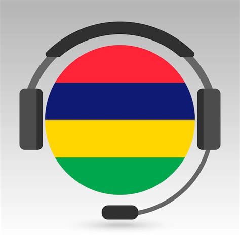 Mauritius-Flagge mit Kopfhörer-Unterstützungsschild-Vektorillustration ...