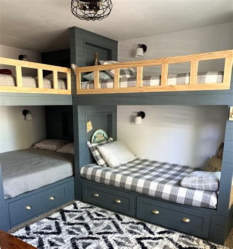 Quad Corner Bunk Beds with Storage Drawers