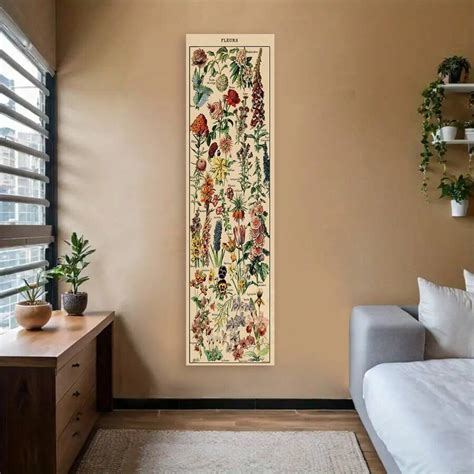 1pc Floral & Plants Chart Vertical Tapestry Mushrooms Wall Hanging ...