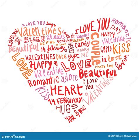 Heart Made of Words Love, Vector Illustration. Stock Vector ...