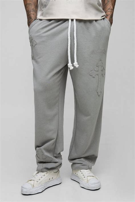 Tall Cross Applique Rope Drawcord Oversized Loopback Jogger | boohoo