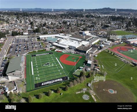 Tigard (Oregon) High School and it's adjoining athletic fields - aerial ...