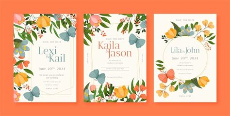 Flaches Design Hochzeit Einladungsvorlage | Kostenlose Vektor