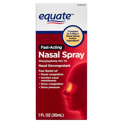 Equate Fast Acting Nasal Spray, Phenylephrne HCl 1%, 1 fl oz, Compare ...