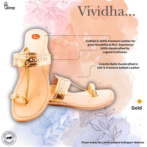 High quality Leather Kolhapuri chappal for Ladies- Golden | Vhaan