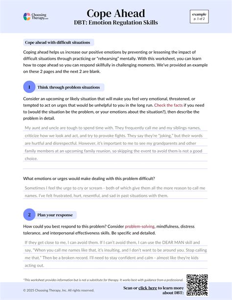 Cope Ahead DBT Worksheet (Free Printable PDF) | ChoosingTherapy.com