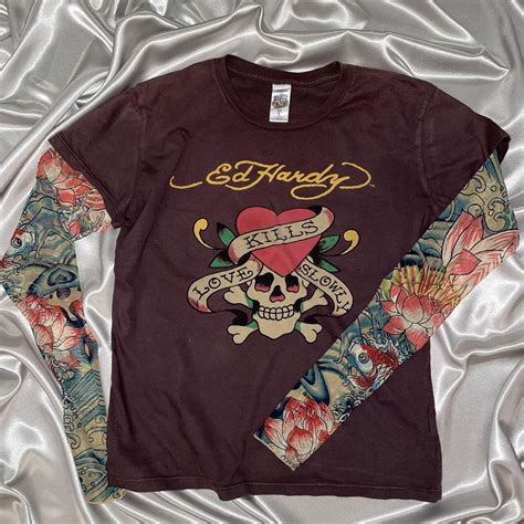 The classic.. Ed hardy tattoo sleeve t-shirt. The... - Depop