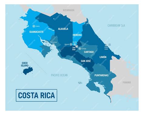 Premium Vector | Costa rica country political map. detailed ...
