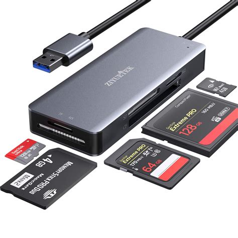 USB CF Card Reader, ZIYUETEK 5 in 1 USB 3.0 Memory Card Reader Adapter ...