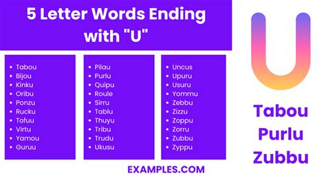 450+ 5 Letter Words With "U" List, Meaning, PDF