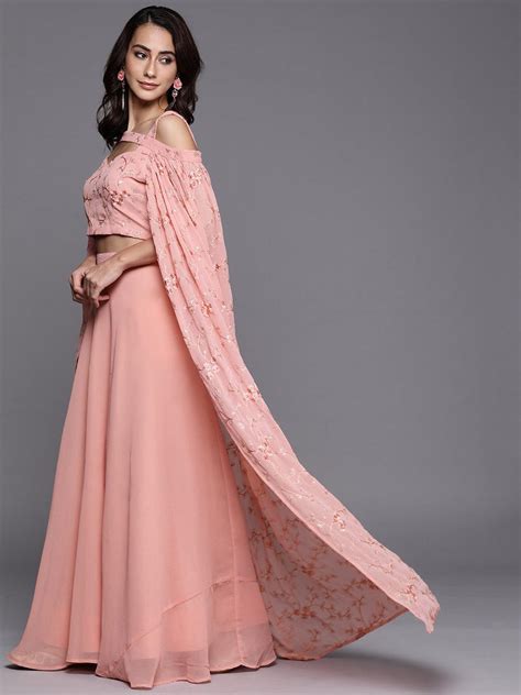 Buy Pink Solid Georgette Lehenga Set Online at Rs.2794 | Libas