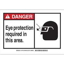 DANGER Eye Protection Required In This Area. Sign - Brady Part: 49855 ...