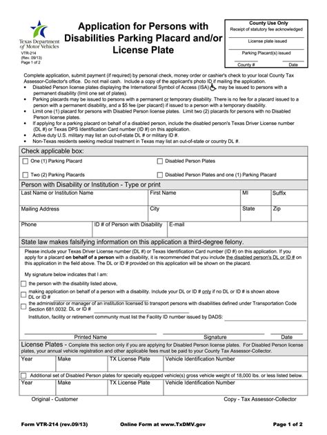 Texas handicap placard form: Fill out & sign online | DocHub