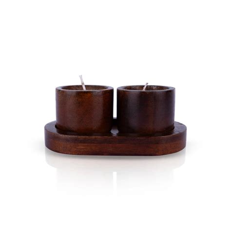 Giri - T Light Candle Pair With Plate | Candle Light