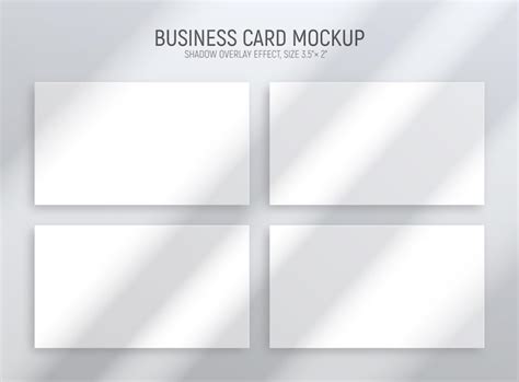 Realistic window light and shadow horizontal business card set mockups ...
