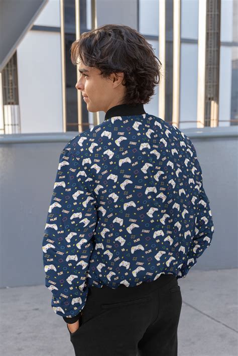 Level Up: Gamer's Blue Game Controller Print Bomber Jacket – ASQR Lifestyle