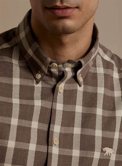 Buy Rustic Grid Shirt | Semi Formal Brown Check Shirts for Men Online ...