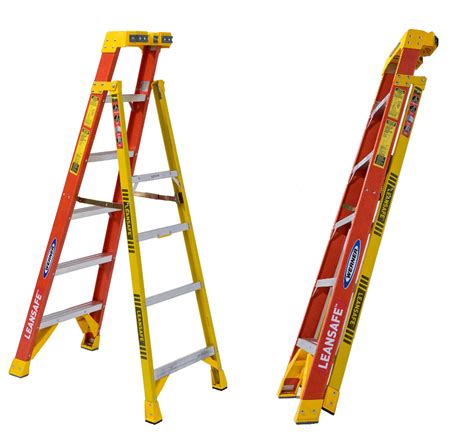 Werner Lean Safe Step Ladders - Type 1A, Fiberglass. Sizes 6' to 12'.