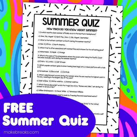 Free Printable Summer Quiz - Make Breaks