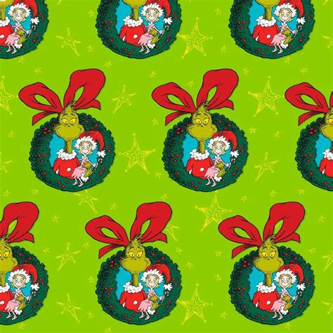 Dr. Seuss Grinch Wreaths Jumbo Christmas Wrapping Paper Roll | Best ...