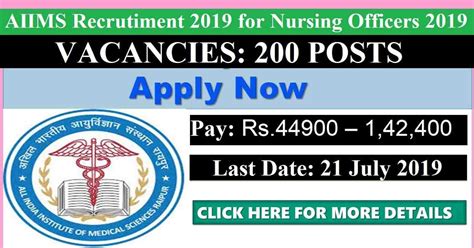 AIIMS Recruitment for Nursing Officers 2019 - Staff Nurses Vacancies ...