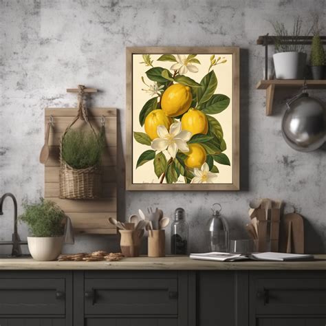 Rustic Olive and Lemon Tree Artwork for Kitchen Decor Set of 2 - Etsy