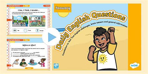 January Daily English Questions for Foundation to Year Two