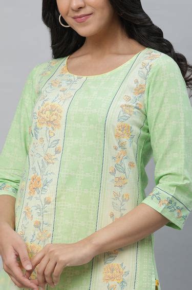 Buy Green Floral Printed Cotton Kurta Online for Woman | Shop for Aurelia