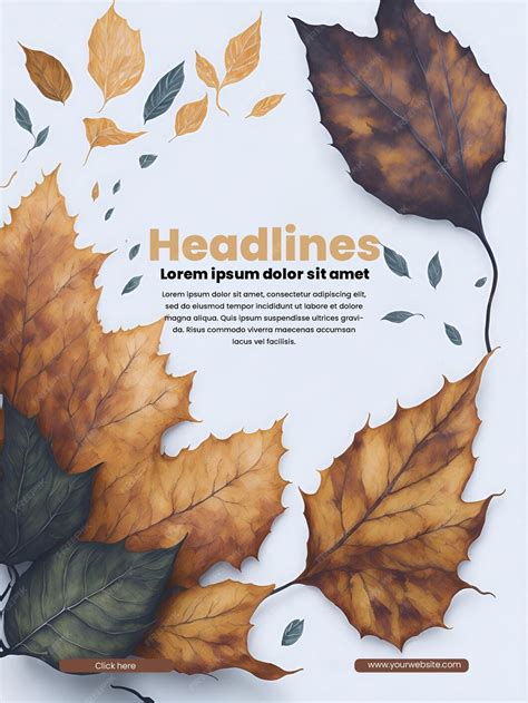 Square Flyer With Dried Leaf Mockup Psd