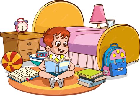 Premium Vector | Vector illustrations of cartoon cute kids reading a ...